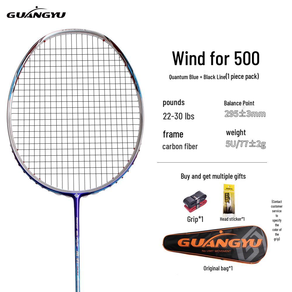 Wind Blade 500 Carbon Fiber Badminton Racket, Speed Offensive 5U, Unisex Professional.