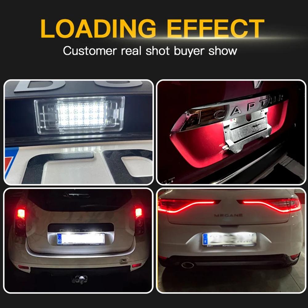 Error Free LED License Plate Lights 2X for Renault Espace Laguna Scenic Fluence Dacia Duster Logan Number Lamps Car Accessorie