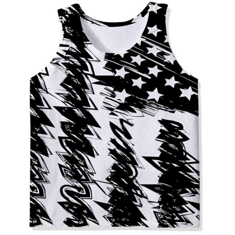 Men's O-Neck Eagle American Flag Pattern Print Tank Tops 3D Printed Vest Loose Sports Fitness  Sleeveless Shirt