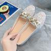 Mules Estive da Donna in Rete con Paillettes, Fibbia Dorata, Tacco Basso, Slip-on Senza Tallone, Piatte per Uso Quotidiano e Uscire