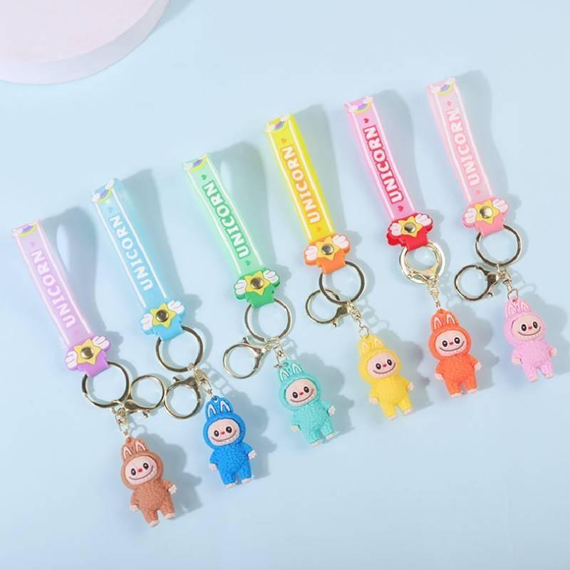 Colorful Cartoon Pvc Sheep Keychain Adorable Soft Keyring For Bags And Cars