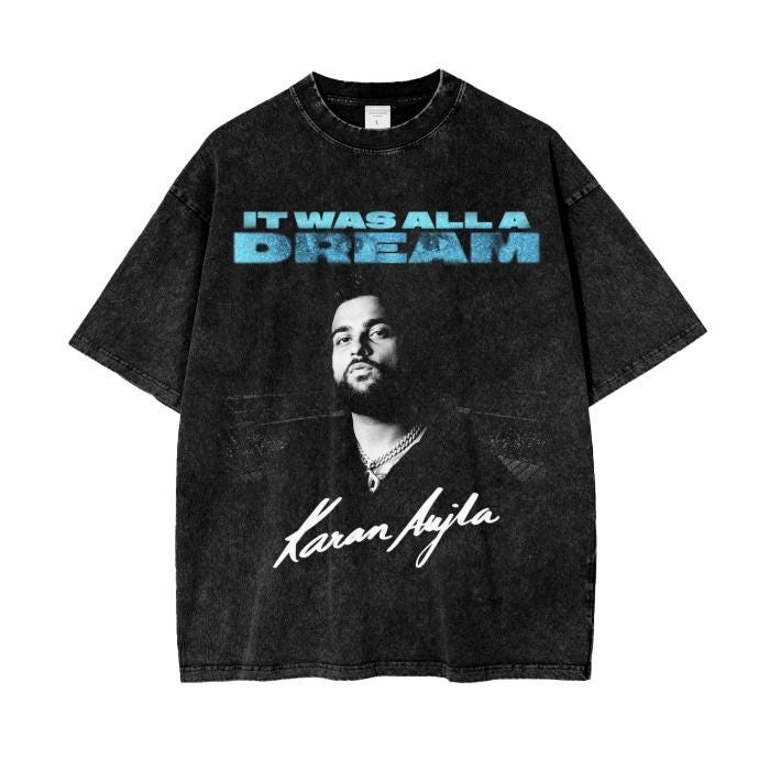 KARAN AUJLA It Was All A Dream | Acid Wash Oversized T-Shirt