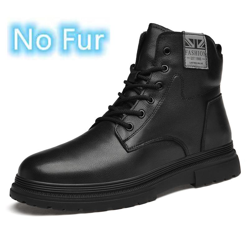 

Fashion Genuine Leather Men Winter Shoes High Quality Black Man Motorcycle Boots Luxury Brand Warm Ankle Boot Punk Style Casual Footwear 49