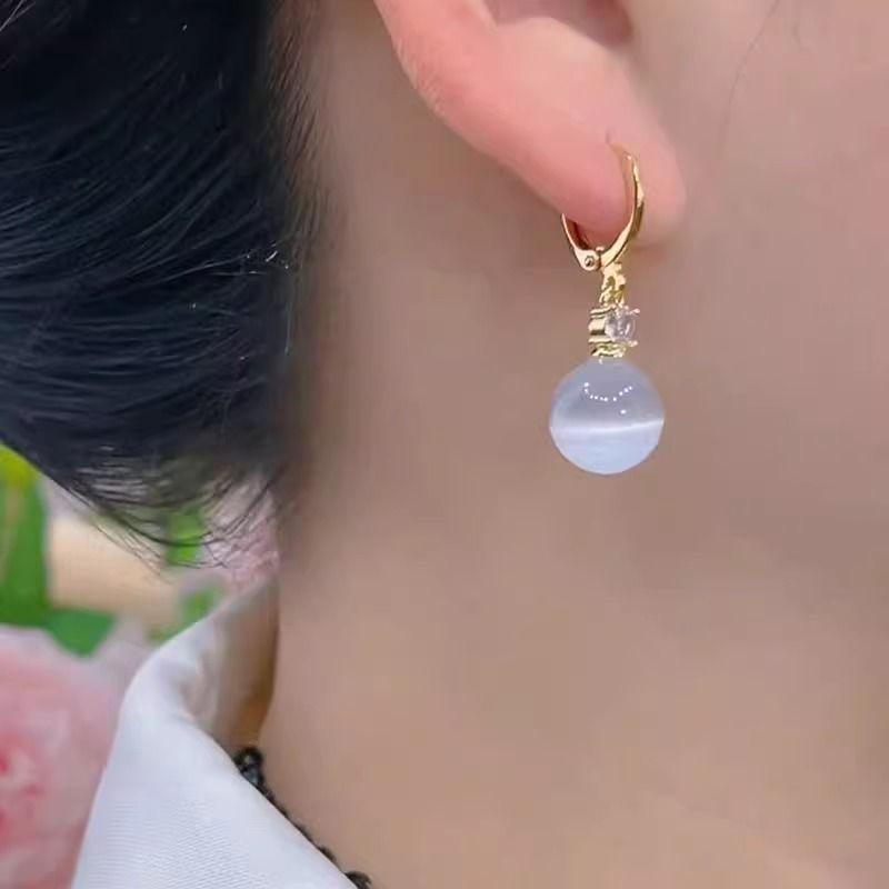 Elegantes Brincos de Orelha Olho de Gato: Brincos Pendentes da Moda para Mulheres