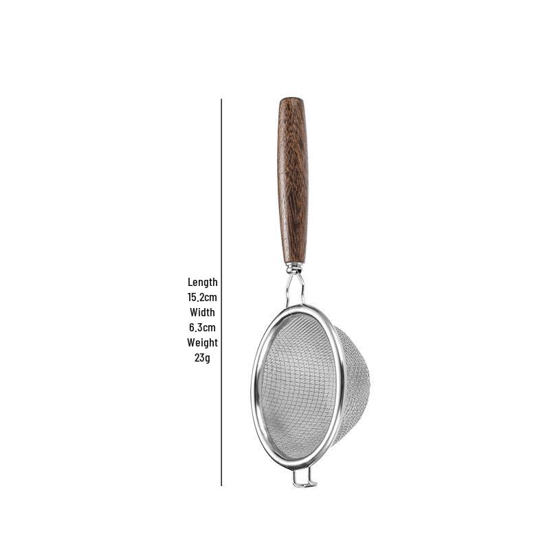 Japanese Style Wooden Handle Stainless Steel Tea Infuser and Strainer - Gongfu Tea Set Accessories for Pu'er Tea Ceremony