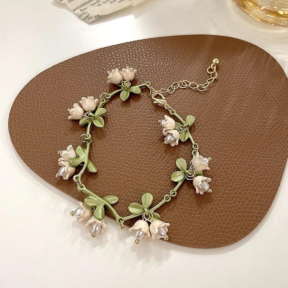 Green Lily of The Valley Jewelry Set White Lily of The Valley Earrings New Flower Necklace Gifts