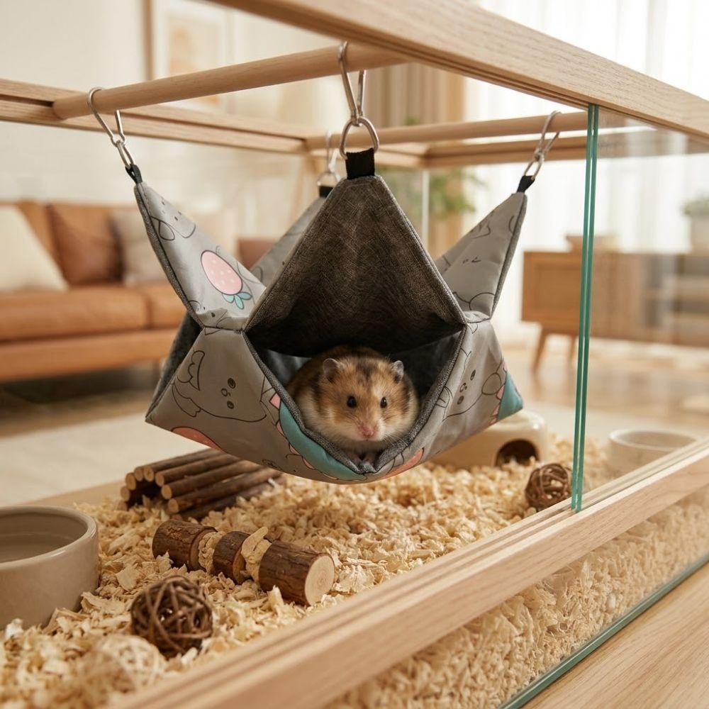 Double Layer Small Pet Hammock Waterproof Skin-Friendly Hanging Cage House Comfortable Breathable Hamster Cage Swing