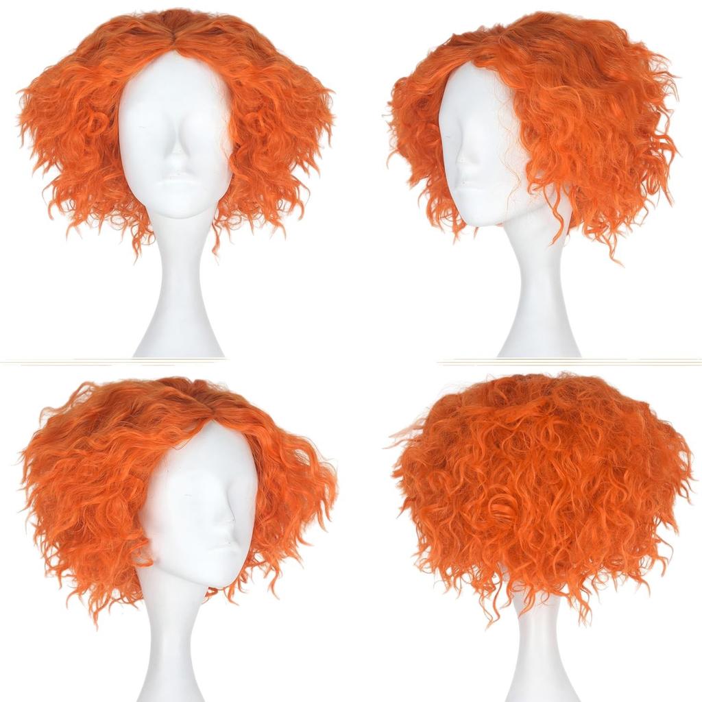 Men's Halloween Cosplay Wig Mad Hatter Alice In Wonderland 2 Themed Costume Party Hairpiece for Adults