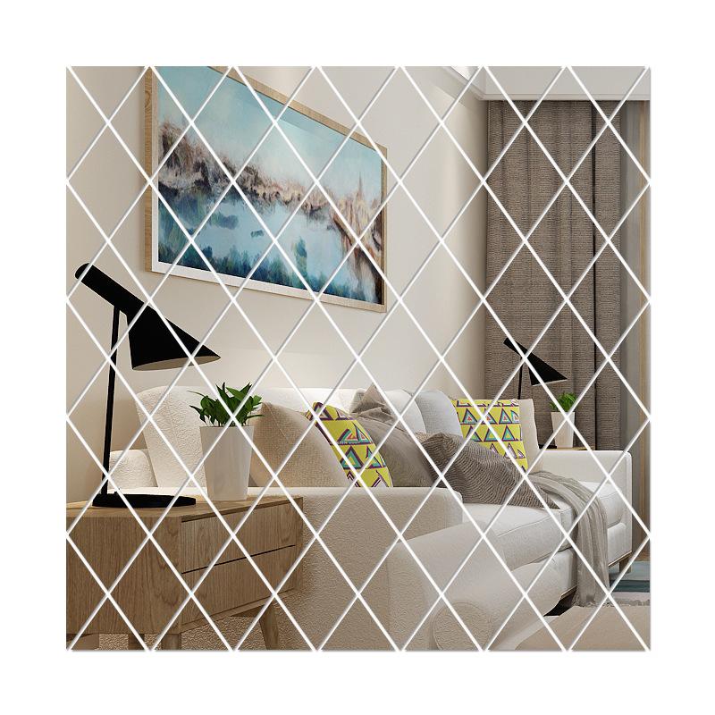 3D Diamond Splicing Mirror Wall Sticker Acrylic Decoration Removable Mirror Glass Sticker Background Wall Decoration 17pcs