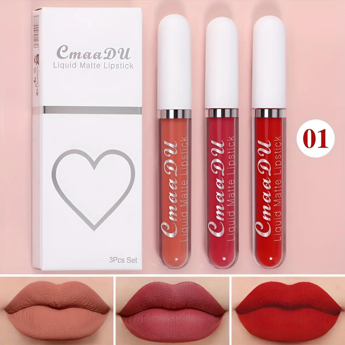 Set Of 3 Camadu Matte Non-Stick Lip Glosses