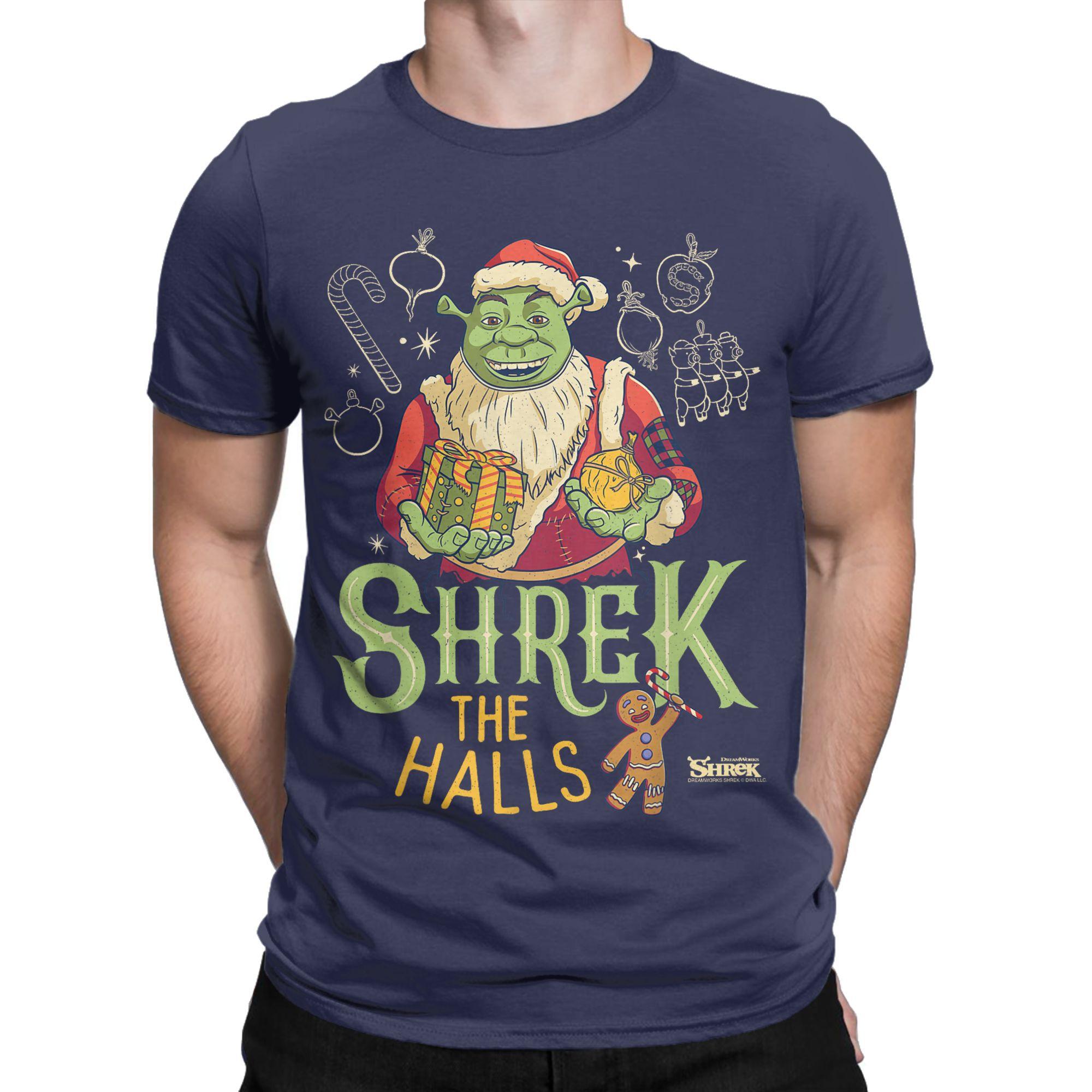 

New Fashion Shrek The Halls Gingy TShirts for Men Funny Pure Cotton Tees Crew Neck Short Sleeve Oversized Casual T Shirt Tops 4XL