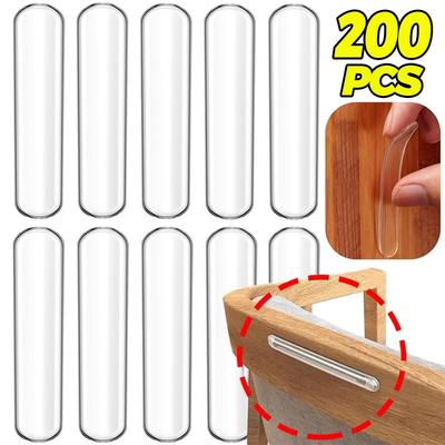 Self-Adhesive Silicone Door Stop Strips Transparent Wall Protector Cabinet Door Mute Buffer Anti-Collision Cushion Pads for Home Furniture Protection