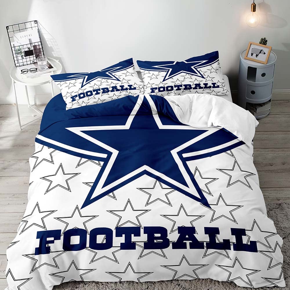 Set Copripiumino Football Americano, Set Biancheria da Letto Sportiva, Set Copripiumino Blu Navy, Regali Ispirazionali per Uomo Fidanzato Marito