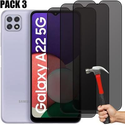 3 Anti-Spy Tempered Glasses for Samsung Galaxy A22 5G - Black