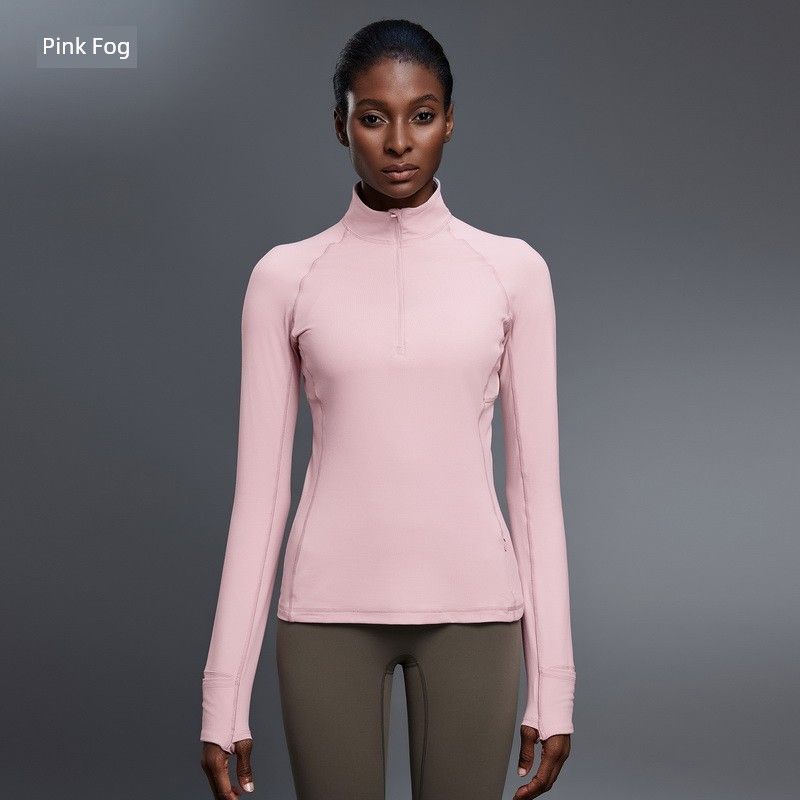 

Lu Same Style Stand Collar Yoga Clothing Top Female Fall and Winter Half Zipper Slim Fit Slim Looking Fitness Running Sports T-shirts Pink Fog XXL([Recommended 67.50 kg-75.00 kg]])