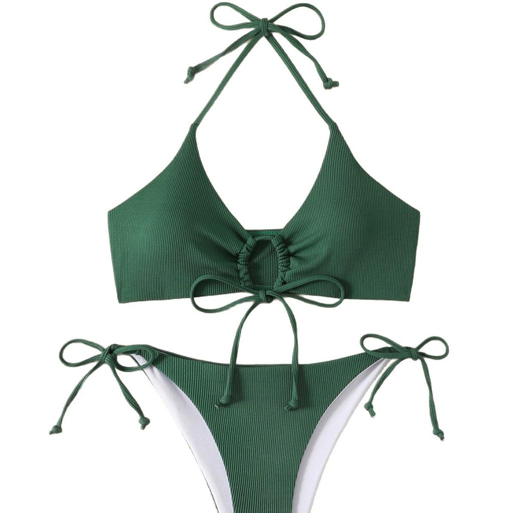 1011 Europäische und amerikanische Badebekleidung Damen sexy rückenfrei Damen Thermalbad dreieckiger geteilter Bikini Badeanzug Damen