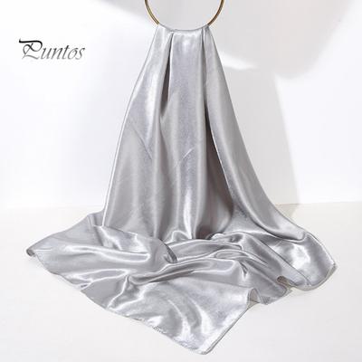 Women Shawl Solid Color Soft Simulated Silk Smooth Lightweight Breathable Satin Shawl for Everyday Travel Parties