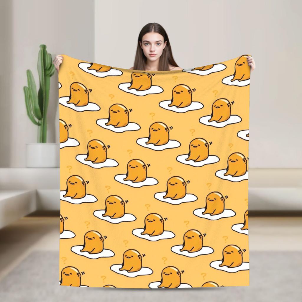 Gudetama Roztomilé Vajíčko Kreslenádeka Flanelová Ultra-Měkké Deky na Cestování Letadlem Ložnici Prošívanádeka