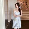 Sexy Pajamas Women Ice Ribbon Chest Pad Summer Iron Silver Butterfly Pure Wind Silk Suspender Pajamas Can Loungewear