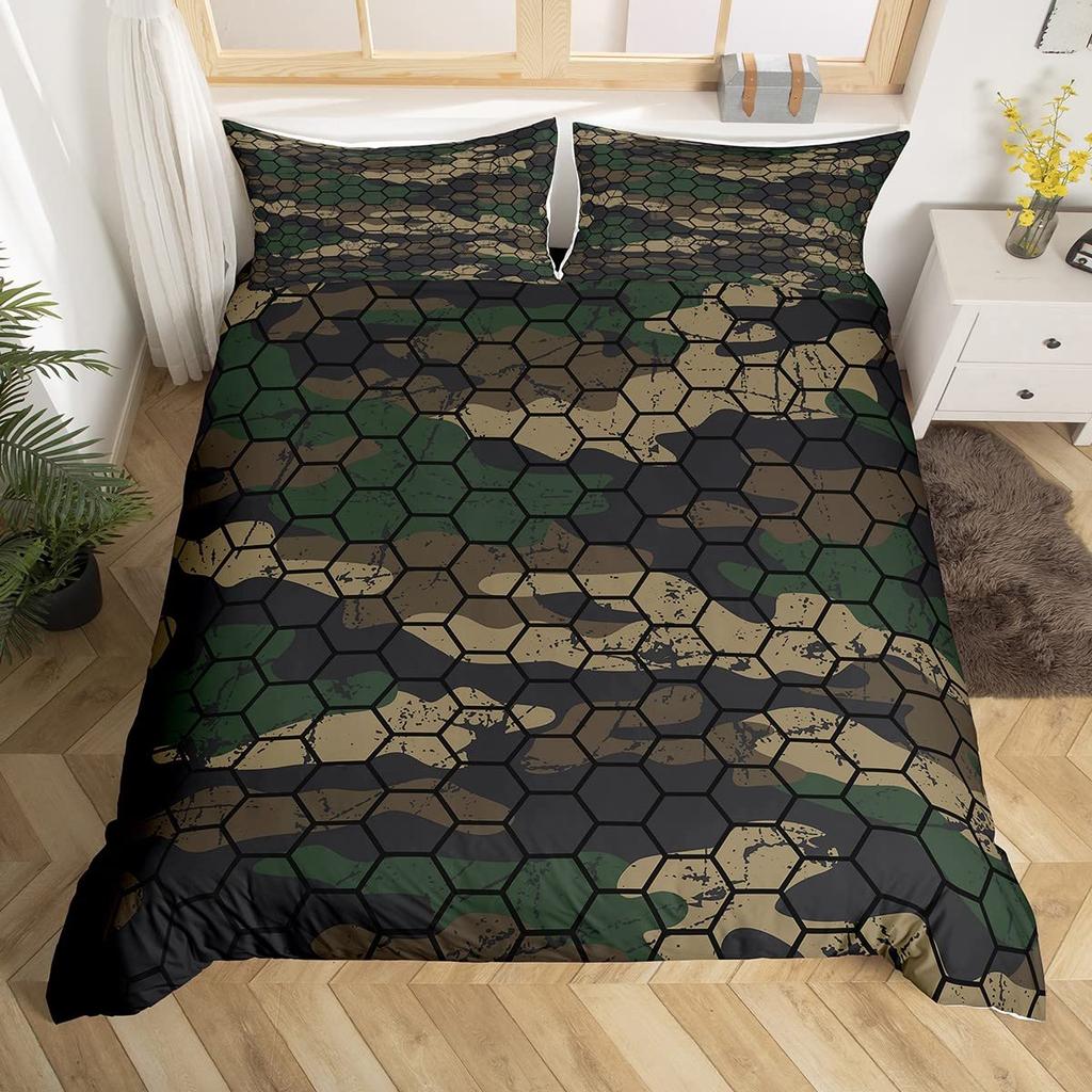 Honeycomb Duvet Cover Set Pink Geometry 3D Printed Bedding Set Polyester Cool Style Double Queen King Quilt Cover For Boys Adult