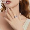 BAMOER 925 Silver Blue Butterfly Adjustable Ring, White Gold Plated Promise Christmas Cute Rings Dainty Chic Jewelry