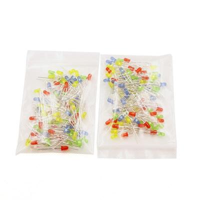 Mixed Pack of 100 LED Lamp Beads - 3MM In Red, Green, Yellow, Blue, and White