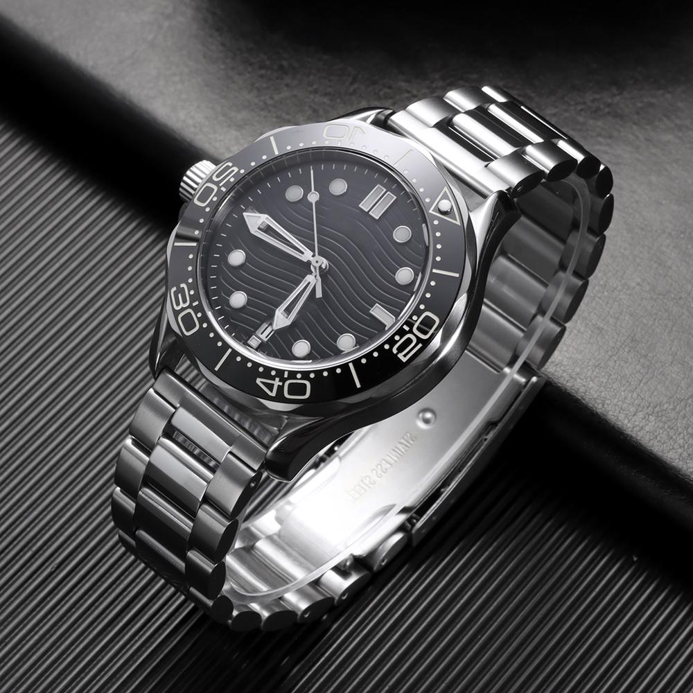Universal Strap Stainless Steel Watch Band 18mm 20mm 22mm Folding Safety Buckle Arce End Bracelet Three Beads Belt Accessories
