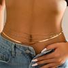 Simple Double-Layer Metal Snake Bone Chain Waist Chain, Sexy Beach Cross Fringed Body Chain