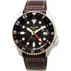 Seiko 5 Sports SKX Series GMT Automatic Mechanical Watch Black Brown Leather Men's Made in Japan