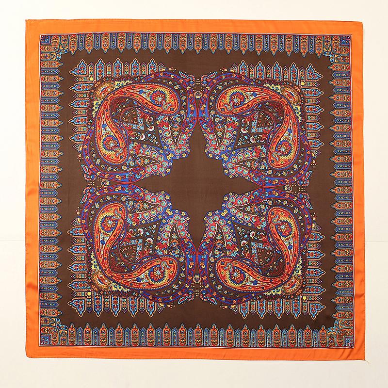 Fashion Paisley Printed Satin 85 Square Scarf Muslim Hijab Shawls Women Fashion Wraps Ethnic Style Islamic Turban Female Bandana