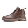 Autumn Men's Casual Short Boots High-top Lace-up Leather Martin Boots Retro