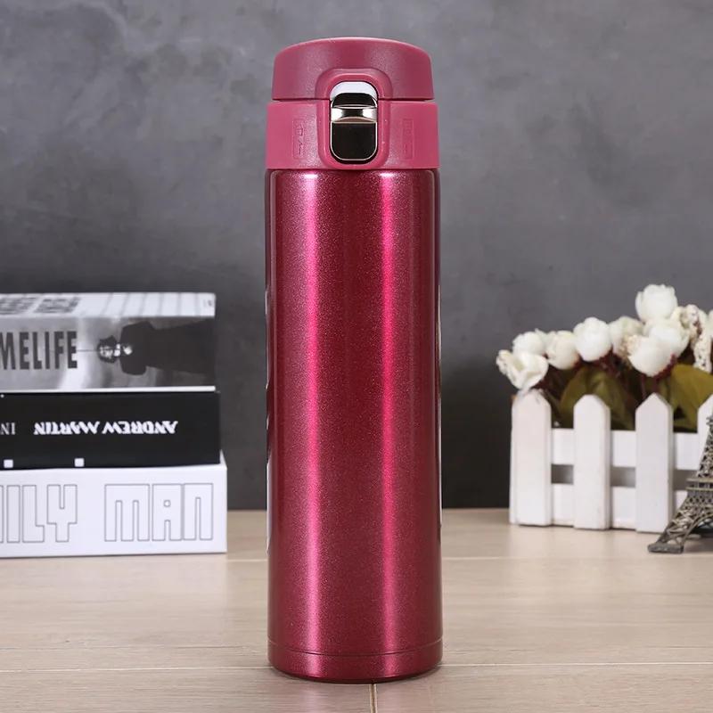 

16Oz Metal Water Bottle Stainless Steel Bouncing Cover Vacuum Flask BPA Free Leak Proof Insulated Cup Coffee Mug Water Bottle 500ml червоний