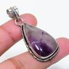 Natural Sage Amethyst Gemstone 925 Sterling Silver Jewelry Pendant 1.77" AP-15631