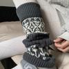 Fell Island Socks Women's Winter Autumn Thick Warm Retro Gray Diamond-shaped Leg Socks Leg Covers