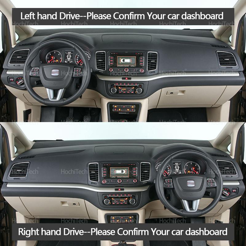 Für Seat Alhambra 2012-2021 Wildleder Leder Dashmat Armaturenbrettabdeckung Schwarz/Braun Instrumententafel Sonnenschutzpolster Ornamente 2012 2013