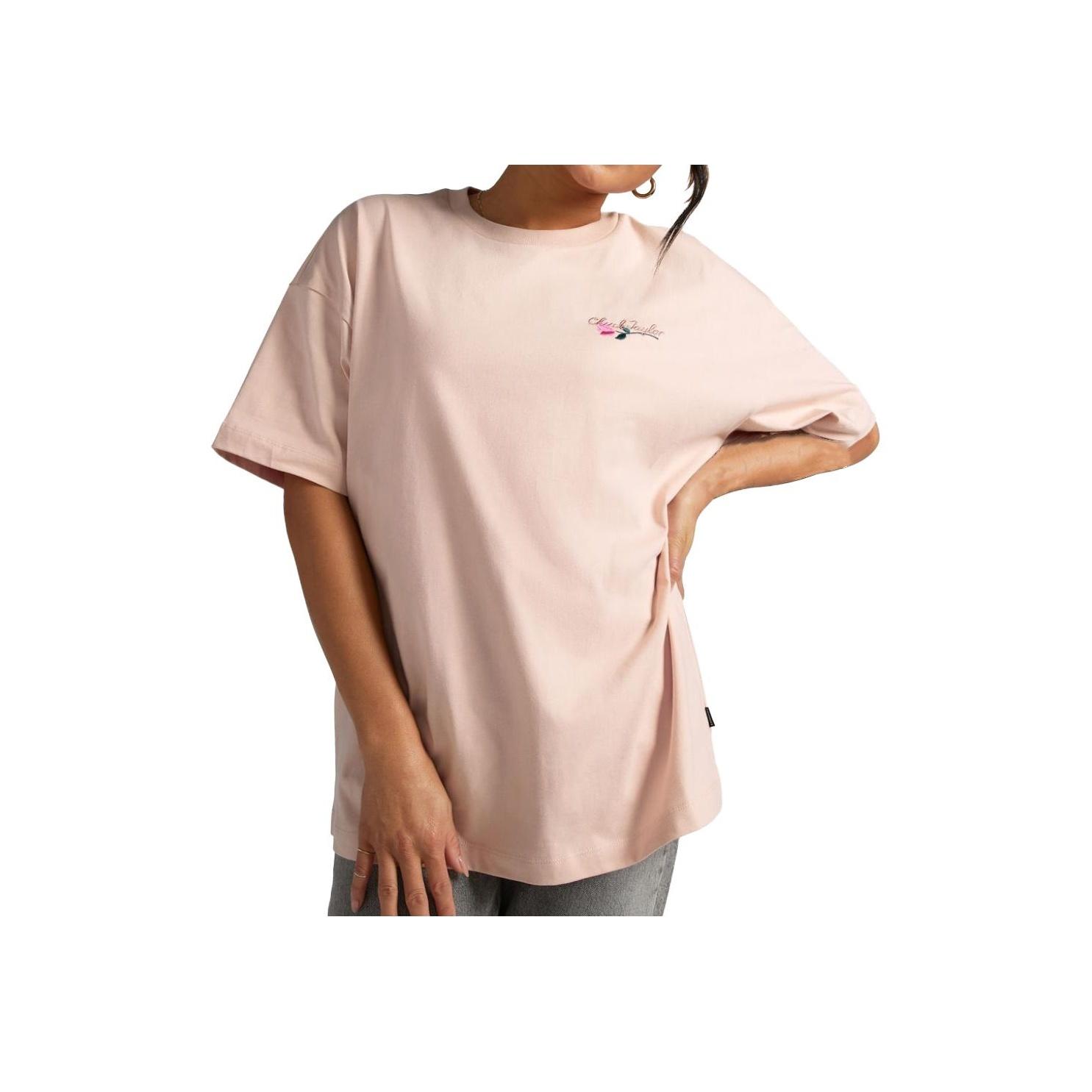 

New Converse Drop Shoulder Sleeve T Shirt Women s Pink 10025186-A02 XL