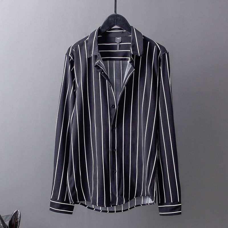 New Spring and Autumn Fashion Stripe Long Sleeve Fashion Casual Light Mature Style Design Sense Youth No Iron Shirt