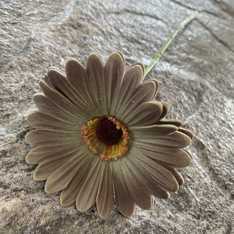 Pu Gerbera Daisy Artificial Flower For Wedding Decor Home Styling Soft Rubber Material