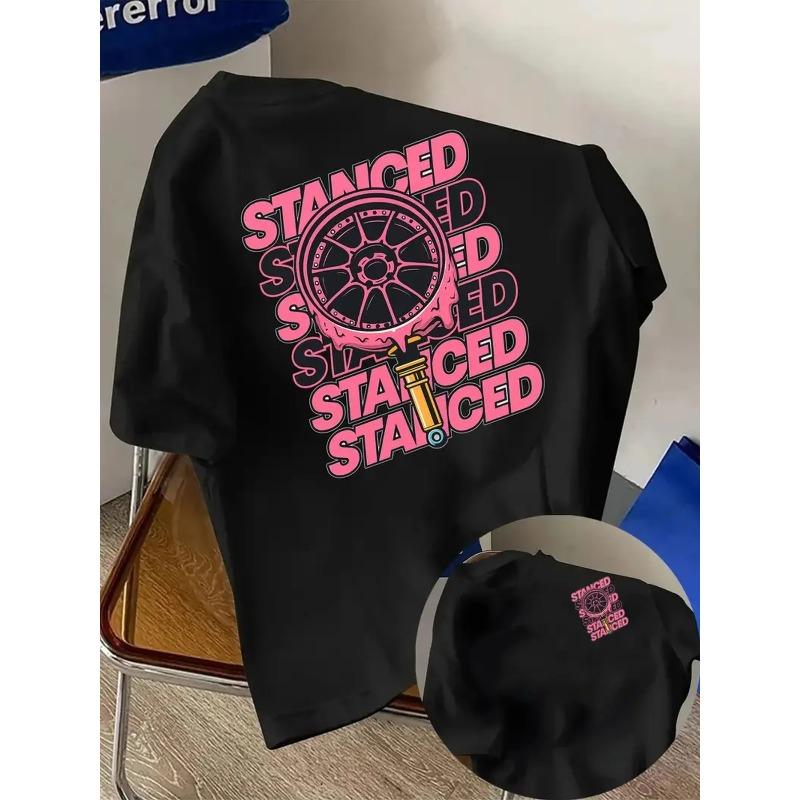 

Wheel Hubs, Low-Profile Style Double-Sided Print Pattern Men S Trendy T-Shirt, Suitable for Home Daily Leisure, Can Go Out for Fitness And Sports 4XL