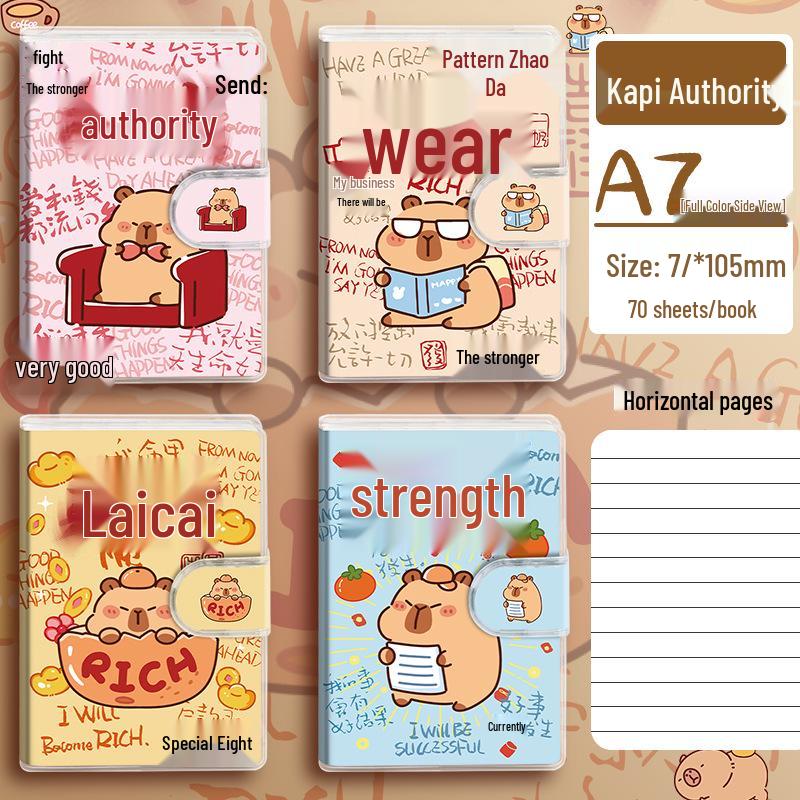 A7 Cute Cartoon Pocket Notebook - Portable Notepad with Plastic Cover for Office & Kindergarten Prize