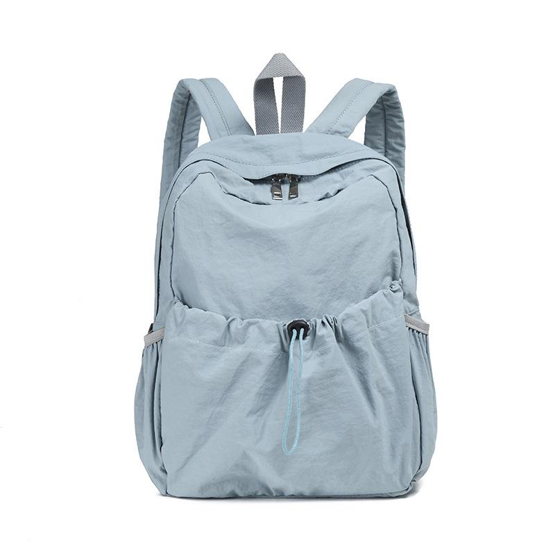 Solid Color Nylon Backpack Large Capacity Casual Simple College Students Unisex Versatile Lightweight Backpack