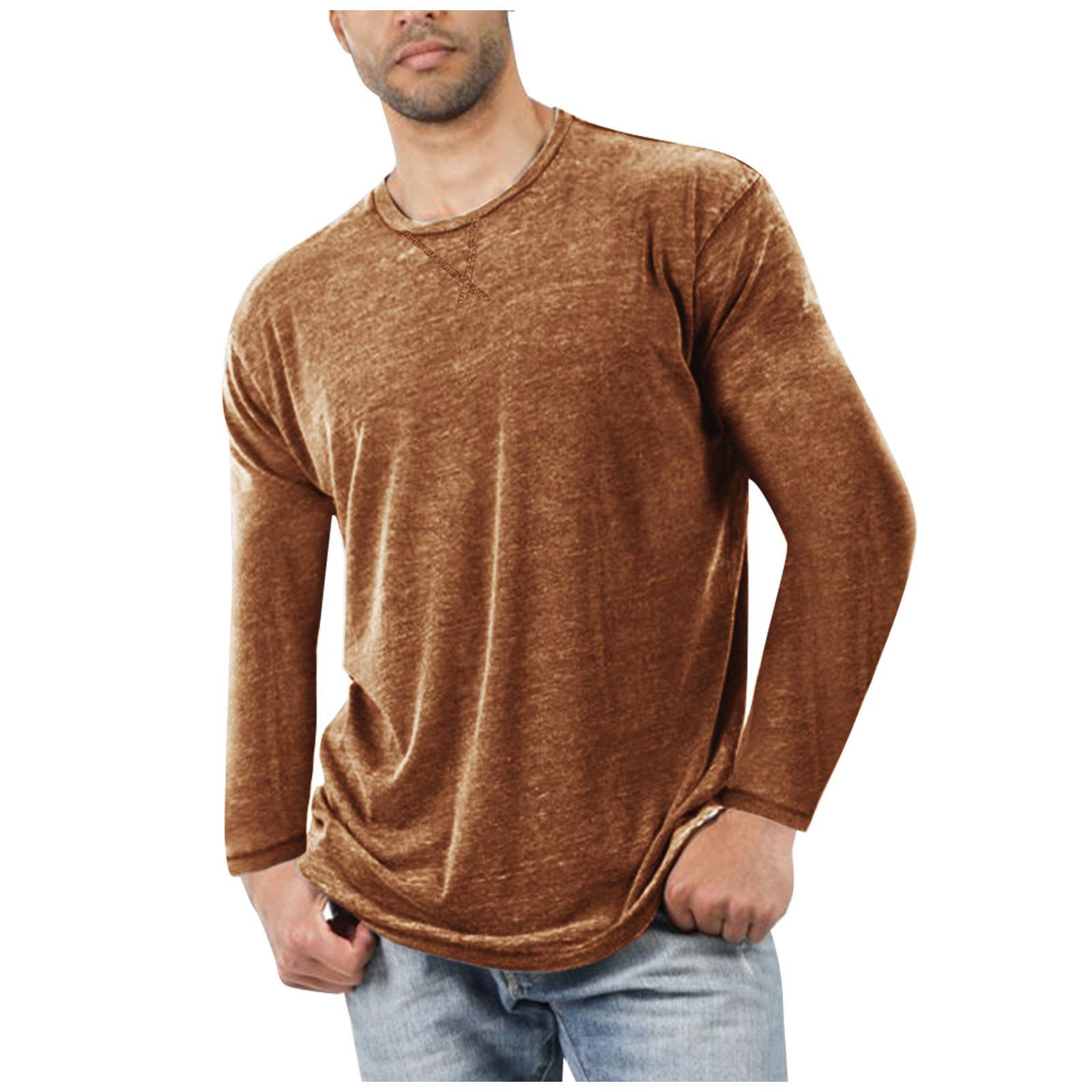 Color Slim Top Men S Casual Pullover Round Neck Long Sleeve T-Shirt L/0L
