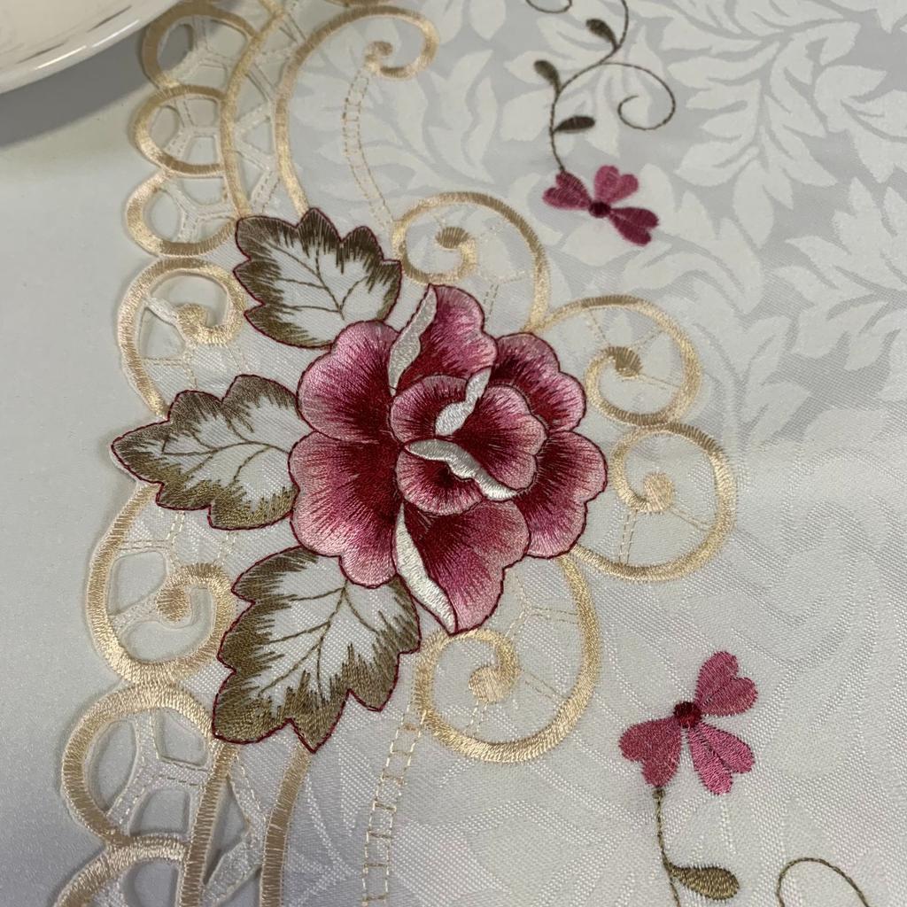 New Table Flag Modern Simple Flower Embroidery Hollow Coffee Table Tablecloth Tassel Suizi Table Flag