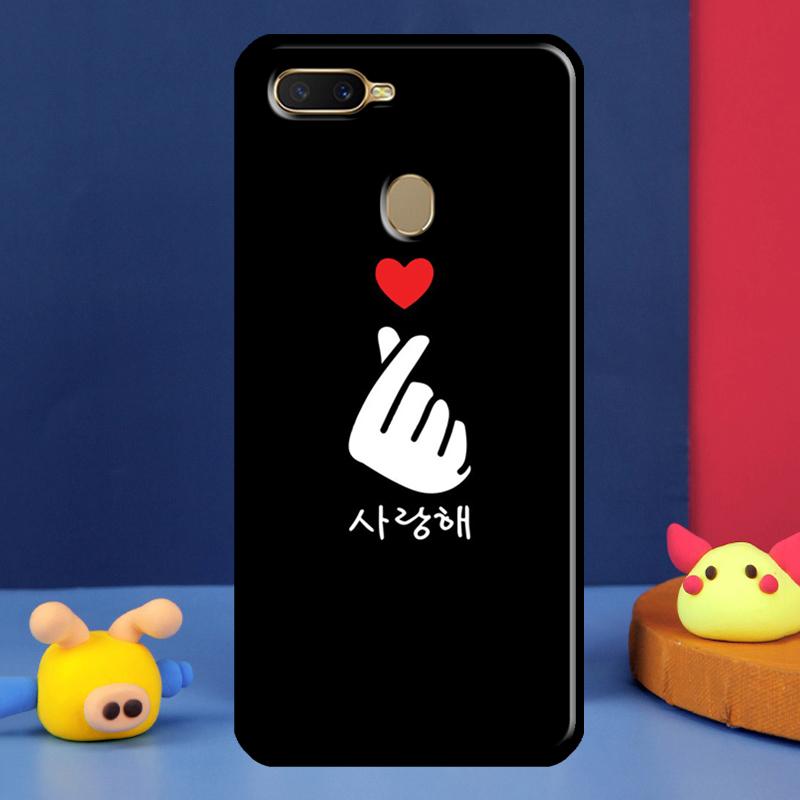 Kpop Finger Heart Case For Oppo A96 A76 A16 A74 A94 A54 S A57 A77 A58 A78 A98 A5 A9 A91 A15 A17 A52 A72 Cover