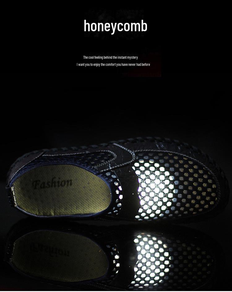 Men's Large Size Summer Breathable Mesh Shoes - Genuine Leather Crocodile Pattern