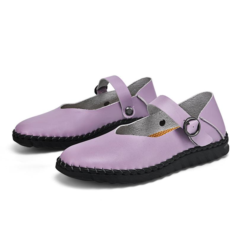 Plus Size Mary Jane Flat Shoes for Women - Handmade Leather Classic Style