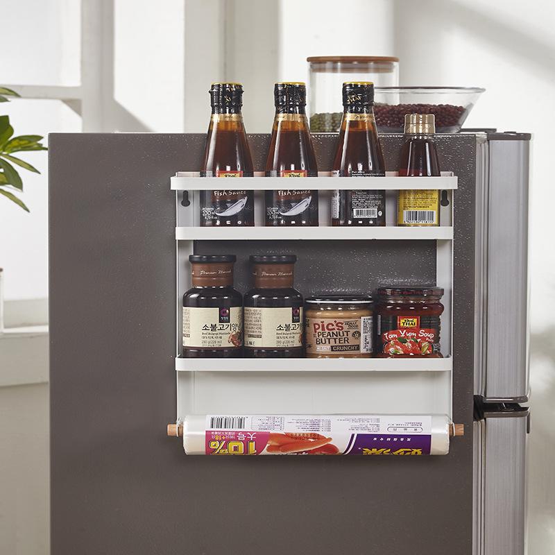 Refrigerator Side Shelf: Multi-functional Kitchen Storage Rack for Paper Towels & Plastic Wrap