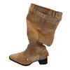 Mit Rock, dünnen Stiefeln, Damen neuen Khaki-Wildlederstiefeln, Maillard Xinjiang Reisehosen, Stiefeln zum Stapeln