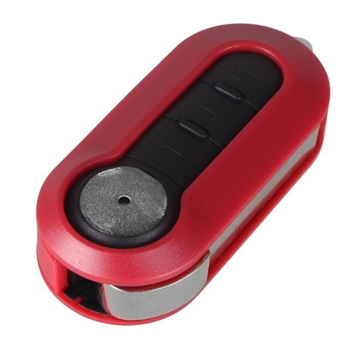 Coque Clé Rouge pour Fiat 500 Abarth Bravo Ducato Panda Punto Doblo 500L - 3 Boutons - Plip télécommande avec Lame Phonillico®