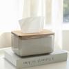 Nordic PET Transparent Tissue Box with Bamboo Lid - Creative Living Room Napkin Holder